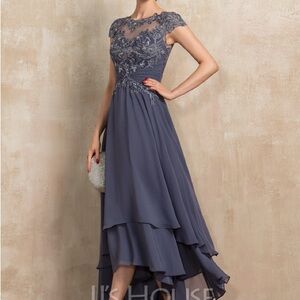 JJs House Elegant High Low Blue Dress